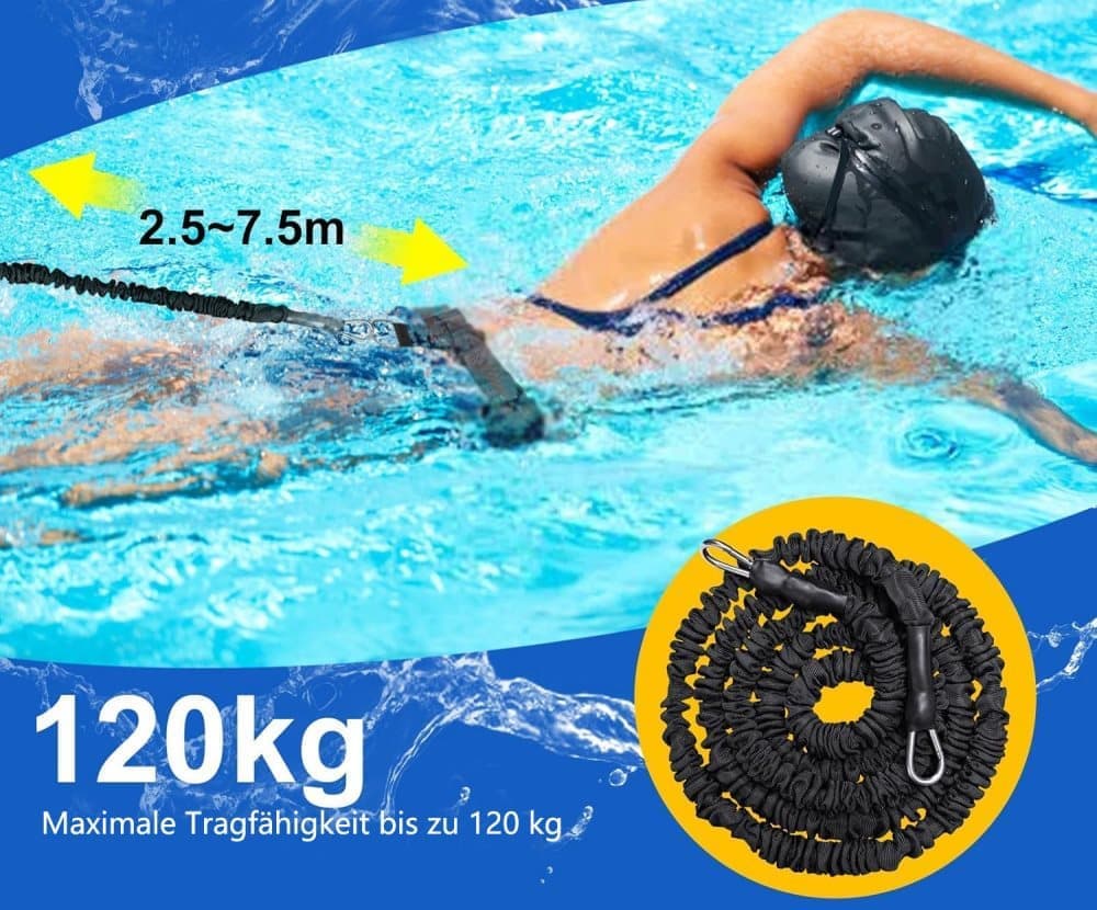 Adjustable Swim Training Belt for Adults and Children, 8-25 Feet, Compatible with Pools V1188-MS-325-0789