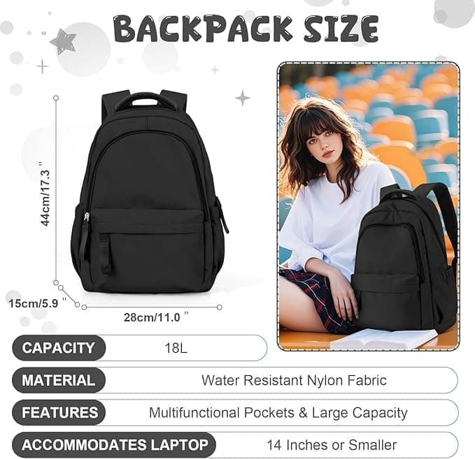 14-inch Laptop Backpack Waterproof Lightweight Daypack for School and University, Light Green V1188-MS-325-0793
