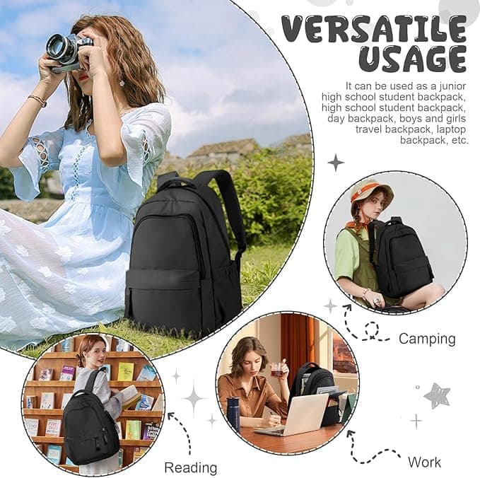 14-inch Laptop Backpack Waterproof Lightweight Daypack for School and University, Light Green V1188-MS-325-0793