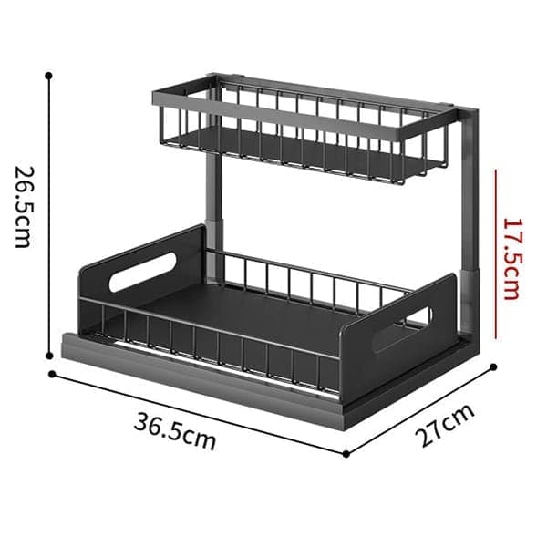 2-Tier White Storage Shelf Spice Rack for Kitchen Bathroom Drawer Organization V1188-MS-325-0798