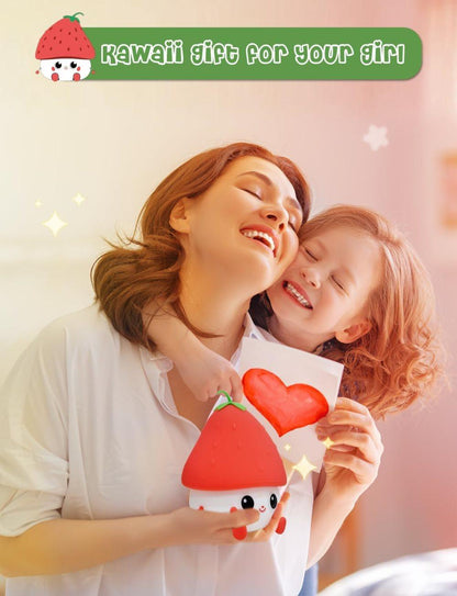 Strawberry LED Night Light USB Rechargeable Dimmable for Kids Baby Girls, Red, Silicone V1188-MS-325-0800