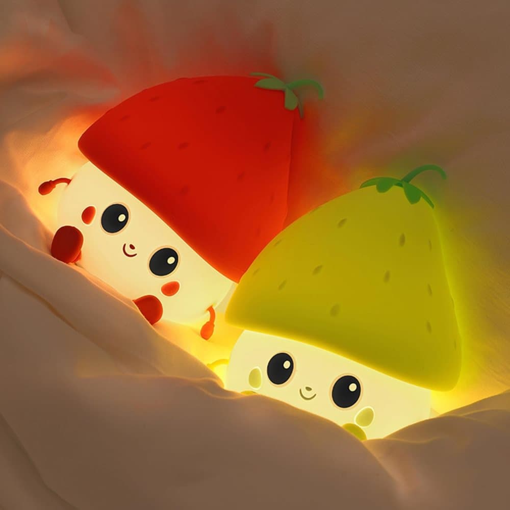 Sweet Strawberry LED Night Light Dimmable USB Rechargeable for Kids, Silicone, Green V1188-MS-325-0801