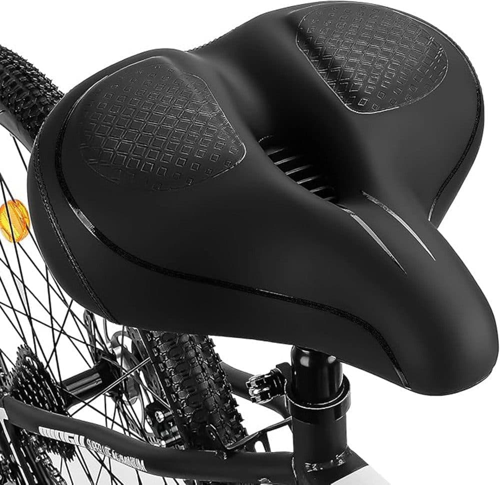 Comfortable unisex bicycle saddle with shock absorbers, breathable waterproof ergonomic design, Black V1188-MS-325-0803