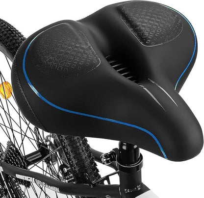 Unisex Comfortable Bicycle Saddle with Double Shock Absorbers, Breathable Waterproof Ergonomic Design, Blue V1188-MS-325-0804