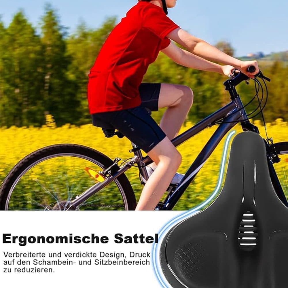 Unisex Comfortable Bicycle Saddle with Double Shock Absorbers, Breathable Waterproof Ergonomic Design, Blue V1188-MS-325-0804