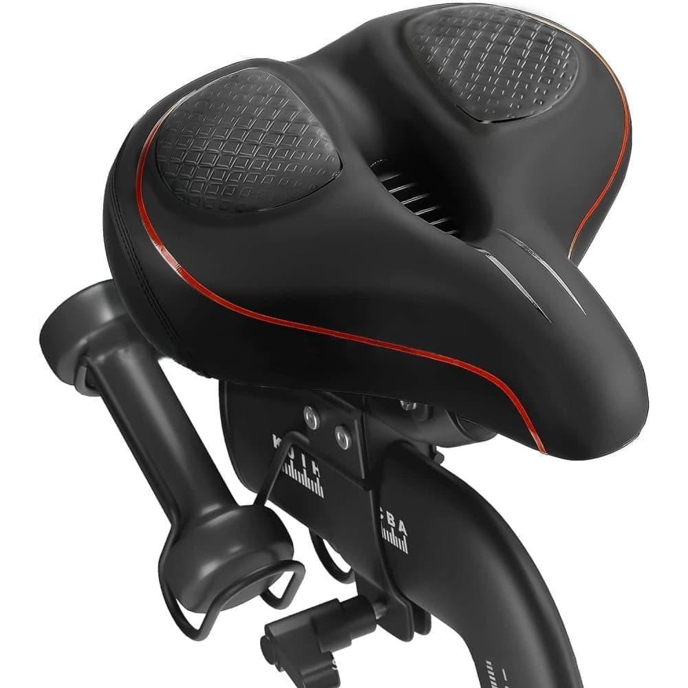 Comfortable unisex bicycle saddle with double shock absorbers, breathable waterproof ergonomic design, red V1188-MS-325-0805