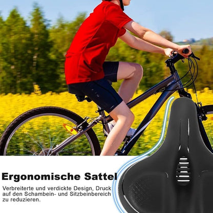 Comfortable unisex bicycle saddle with double shock absorbers, breathable waterproof ergonomic design, red V1188-MS-325-0805