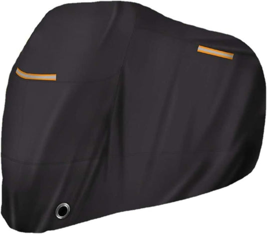 Waterproof Motorcycle Cover with Reflective Strips and Lock Holes, Black, with Storage Bag V1188-MS-325-0807