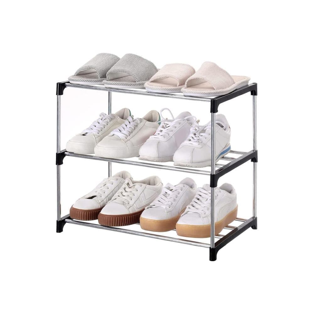 Stackable Shoe Rack 3-Tier Space Saving Storage for Shoes and Bags, 43x26x38cm V1188-MS-325-0810