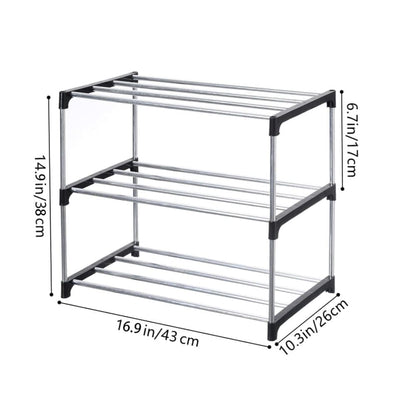 Stackable Shoe Rack 3-Tier Space Saving Storage for Shoes and Bags, 43x26x38cm V1188-MS-325-0810