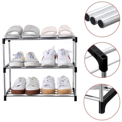 Stackable Shoe Rack 3-Tier Space Saving Storage for Shoes and Bags, 43x26x38cm V1188-MS-325-0810