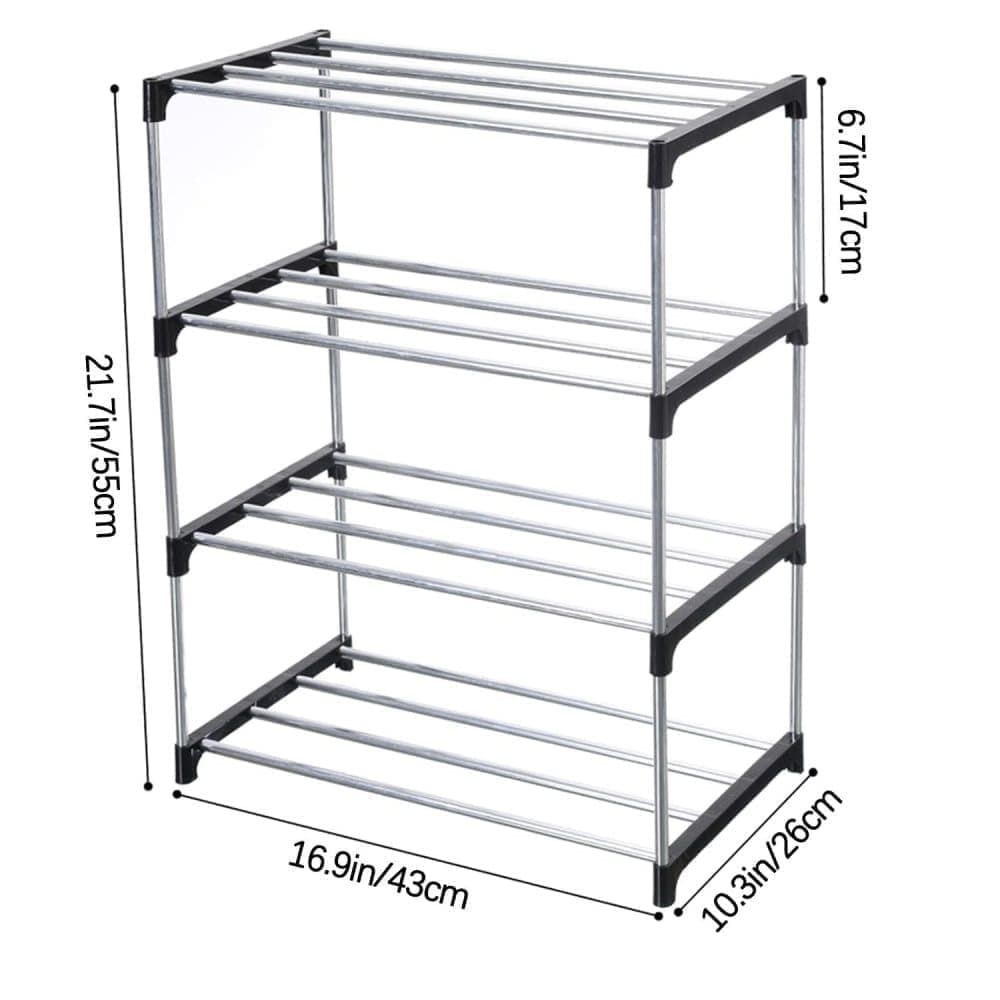 3-Tier Stackable Shoe Rack, Space Saving Storage for Shoes Bags and Accessories, 43 x 26 x 55cm V1188-MS-325-0811