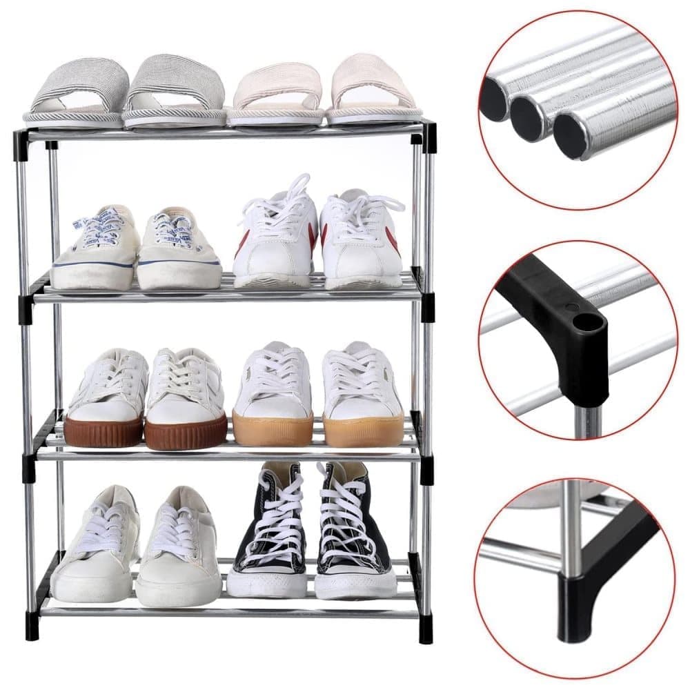 3-Tier Stackable Shoe Rack, Space Saving Storage for Shoes Bags and Accessories, 43 x 26 x 55cm V1188-MS-325-0811