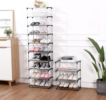 3-Tier Stackable Shoe Rack, Space Saving Storage for Shoes Bags and Accessories, 43 x 26 x 55cm V1188-MS-325-0811