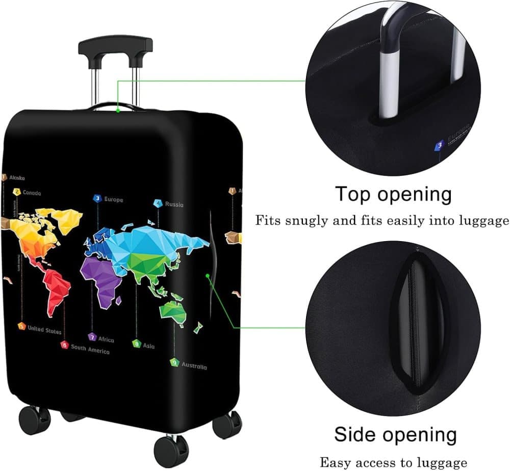 Black Elastic Suitcase Cover for Travel Luggage, Scratch Resistant, M (22-24 inch) V1188-MS-325-0817