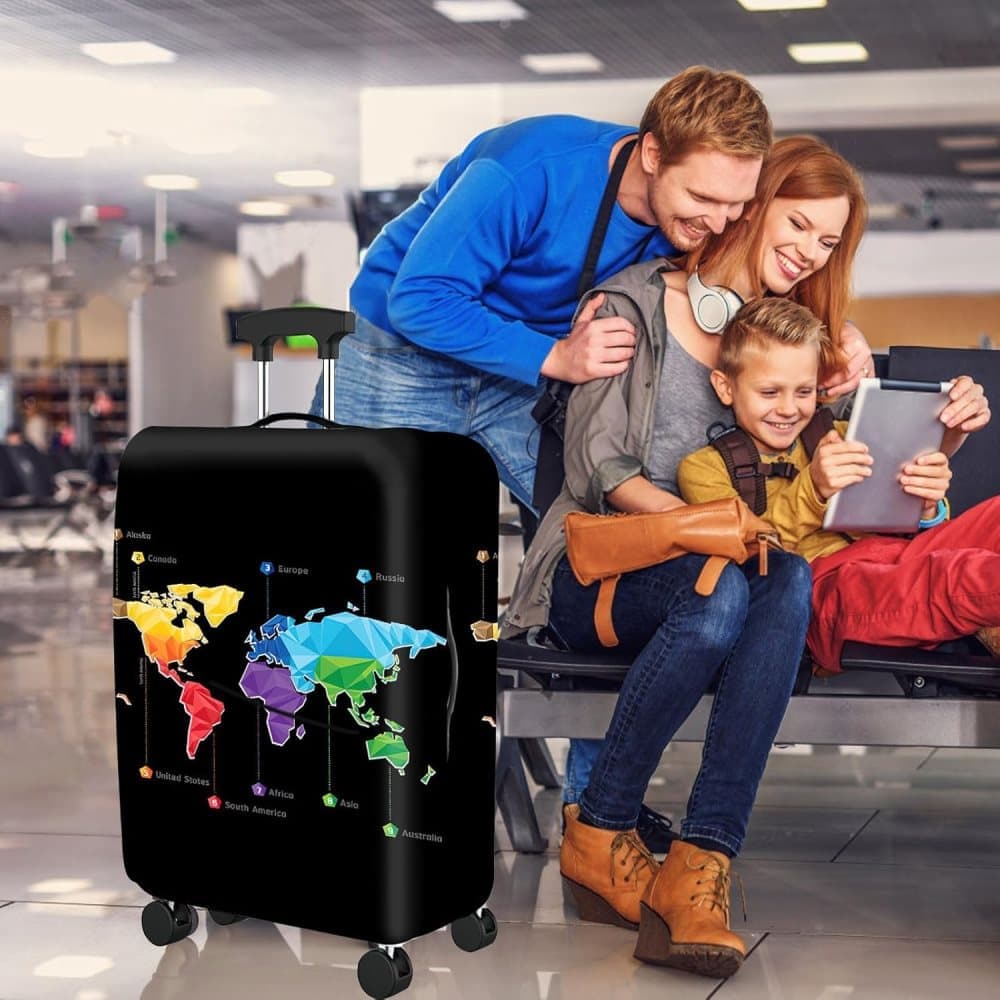 Black Elastic Suitcase Cover for Travel Luggage, Scratch Resistant, M (22-24 inch) V1188-MS-325-0817
