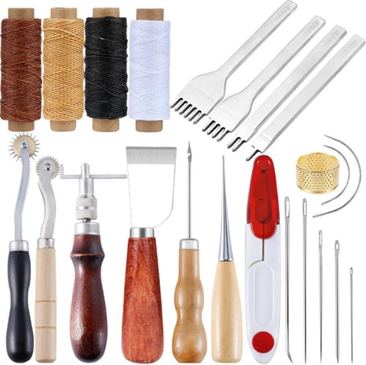 23-Piece Leather Craft Tool Set for Leatherworking, with Hand Tools V1188-MS-325-0821