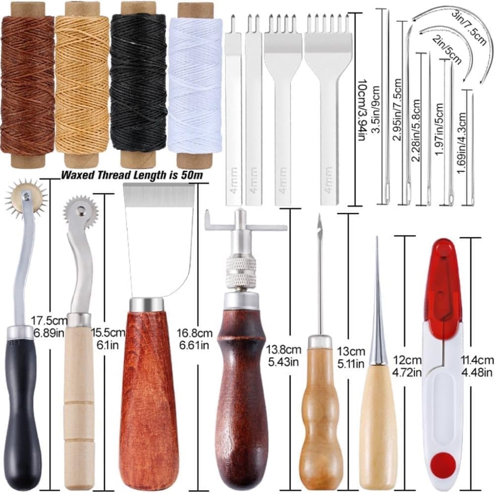 23-Piece Leather Craft Tool Set for Leatherworking, with Hand Tools V1188-MS-325-0821