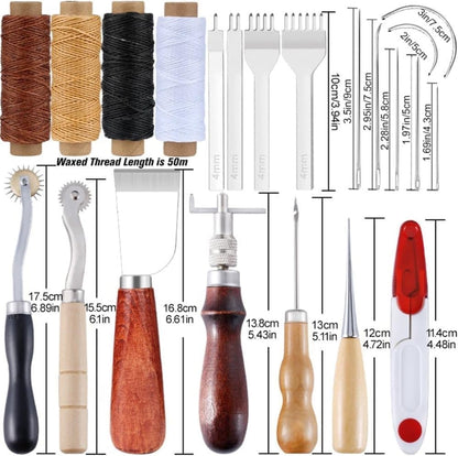 23-Piece Leather Craft Tool Set for Leatherworking, with Hand Tools V1188-MS-325-0821
