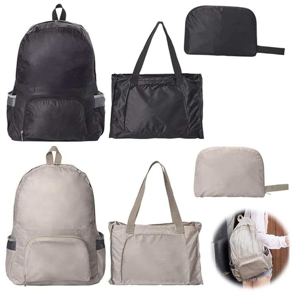 2-Pack Foldable Waterpack Backpack for Camping Hiking Travel, Black, Unisex Outdoor Daily Backpack V1188-MS-325-0823