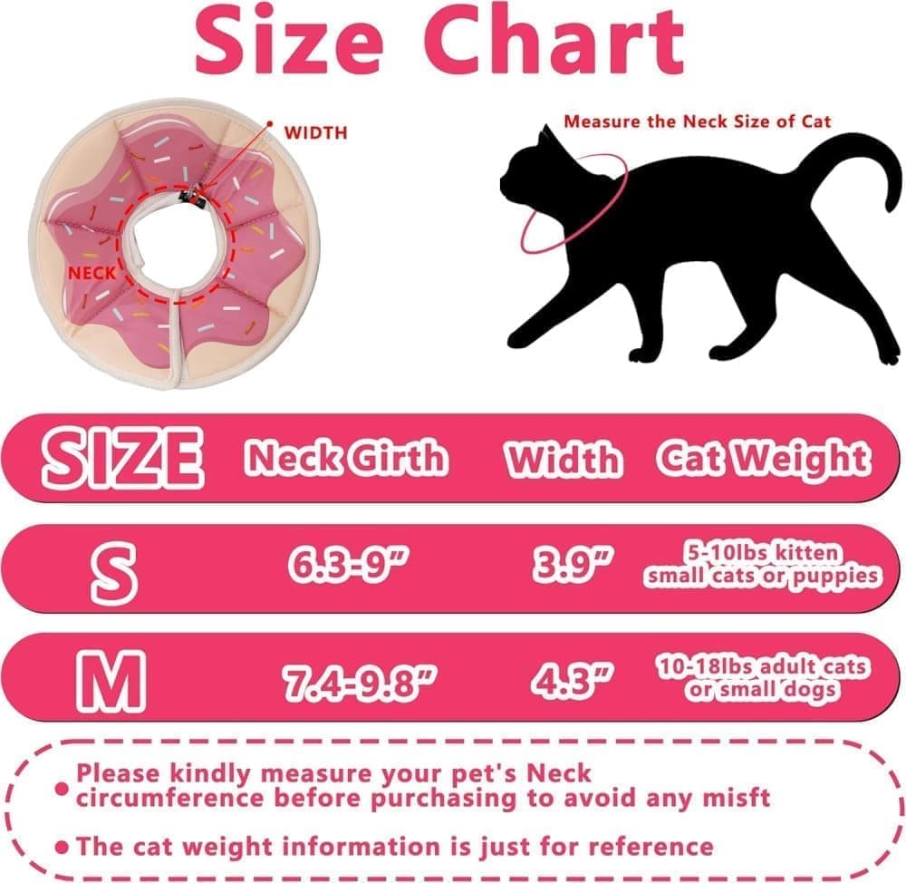 Adjustable Protective Collar for Cats and Dogs with Velcro, S, Pink V1188-MS-325-0825