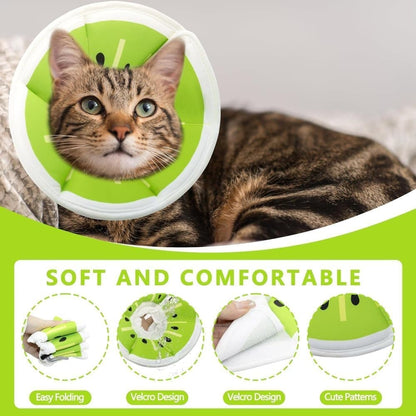 1 Adjustable Protective Collar for Cats and Dogs with Velcro, Compatible with Cats, Green, S V1188-MS-325-0826