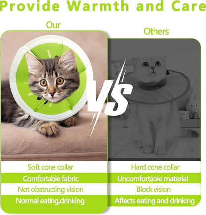 1 Adjustable Protective Collar for Cats and Dogs with Velcro, Compatible with Cats, Green, S V1188-MS-325-0826