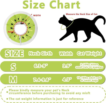 1 Adjustable Protective Collar for Cats and Dogs with Velcro, Compatible with Cats, Green, S V1188-MS-325-0826