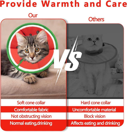 1x Adjustable Protective Collar for Cats and Dogs with Velcro, Compatible with Cats, S (RED) V1188-MS-325-0827