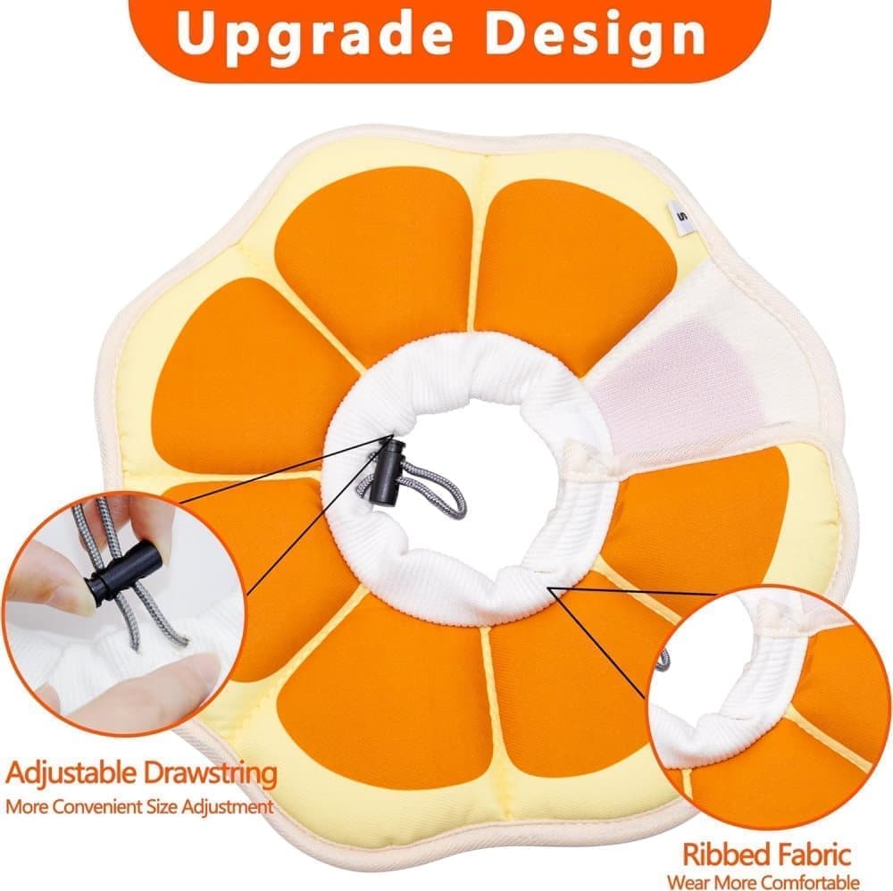 Protective Collar for Cats and Dogs, Adjustable Neck Collar with Velcro, Compatible with Cats, Orange, S V1188-MS-325-0828