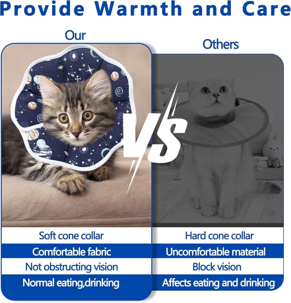 Adjustable Protective Collar for Cats and Dogs with Velcro, Compatible with Cats, M V1188-MS-325-0830
