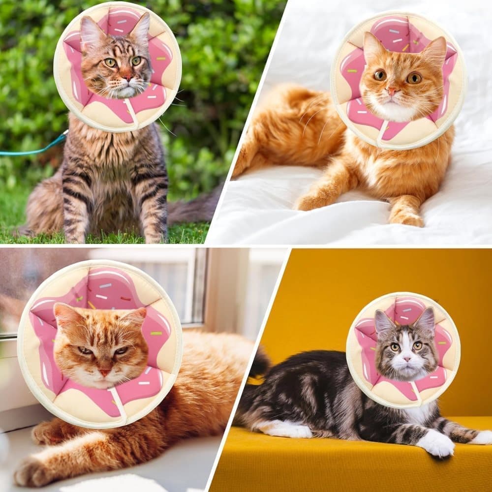 1 Adjustable Protective Collar for Cats and Dogs with Velcro, Compatible with Cats, M, Pink V1188-MS-325-0831