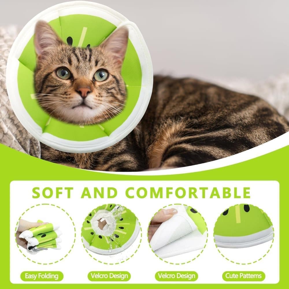 Adjustable Protective Collar for Cats and Dogs with Velcro, M, Green V1188-MS-325-0832