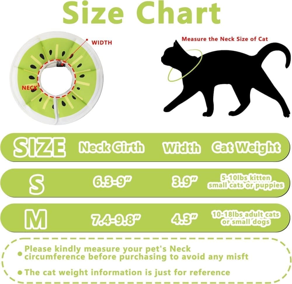 Adjustable Protective Collar for Cats and Dogs with Velcro, M, Green V1188-MS-325-0832