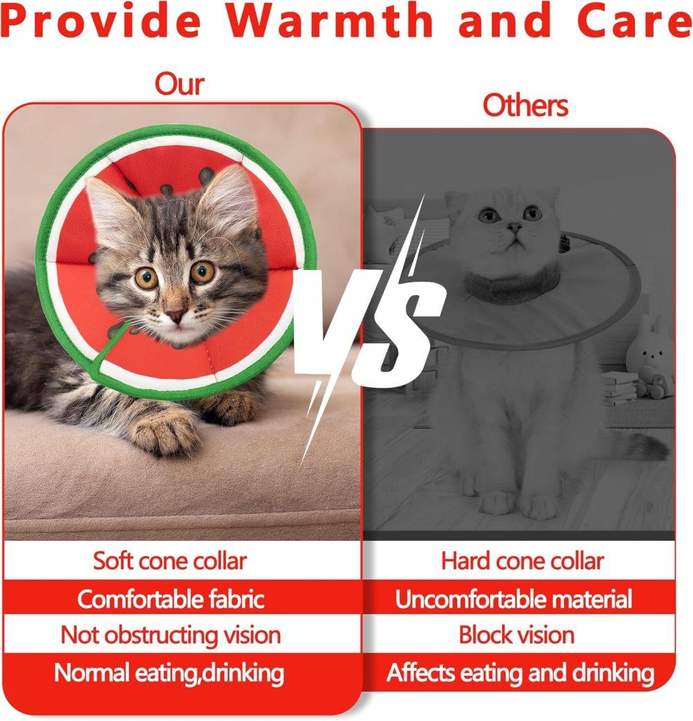 1 Protective Collar for Cats and Dogs with Velcro, Adjustable Neck Collar, Compatible with Cats, M, Red V1188-MS-325-0833
