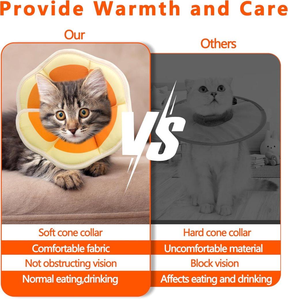 1 Adjustable Protective Collar for Cats and Dogs with Velcro, Compatible with Cats, M, Orange V1188-MS-325-0834
