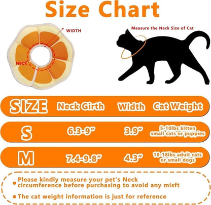 1 Adjustable Protective Collar for Cats and Dogs with Velcro, Compatible with Cats, M, Orange V1188-MS-325-0834