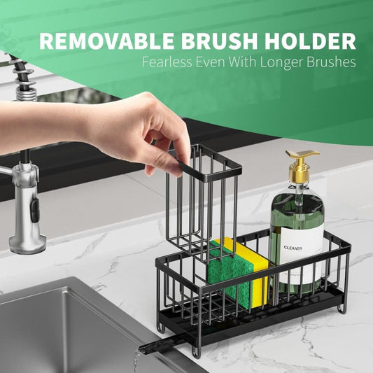 Stainless Steel Sink Rack Drain Rack Organizer Kitchen Storage, compatible with most sinks, Black V1188-MS-325-0835