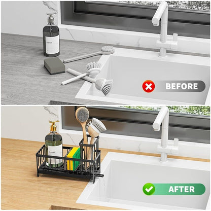 Stainless Steel Sink Rack Drain Organizer, compatible with most sinks, Gray V1188-MS-325-0836