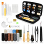 48-Piece Leather Sewing Kit with Needles, Scissors, Measuring Tape, Rivets and 12 Thread Colors V1188-MS-325-0837