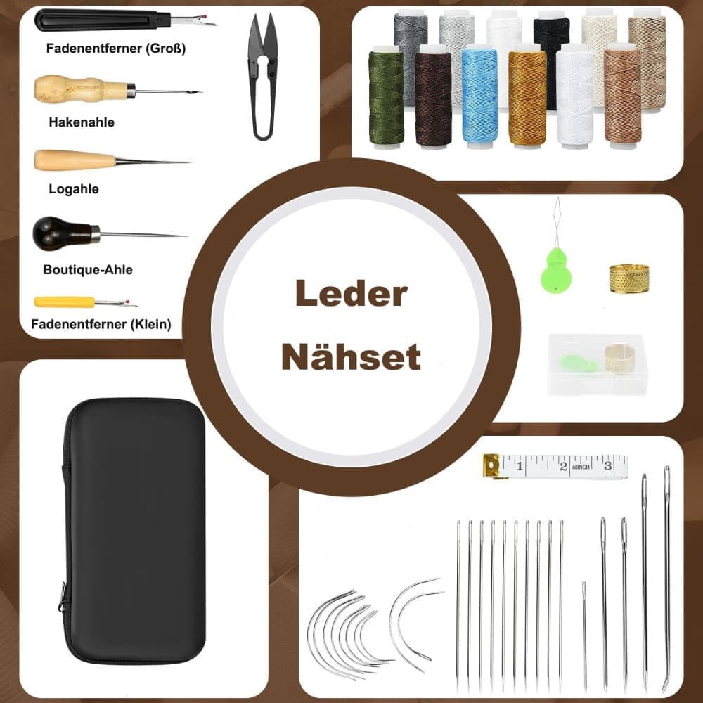 48-Piece Leather Sewing Kit with Needles, Scissors, Measuring Tape, Rivets and 12 Thread Colors V1188-MS-325-0837