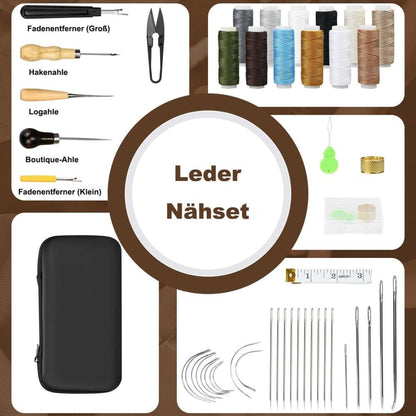 48-Piece Leather Sewing Kit with Needles, Scissors, Measuring Tape, Rivets and 12 Thread Colors V1188-MS-325-0837