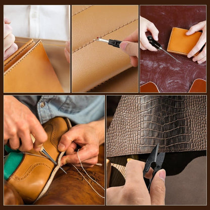 48-Piece Leather Sewing Kit with Needles, Scissors, Measuring Tape, Rivets and 12 Thread Colors V1188-MS-325-0837
