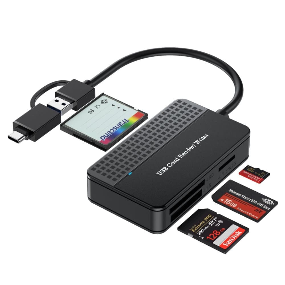 4-in-1 Card Reader USB 3.0 & USB-C High Speed 5120 Mbps, Compatible with Mac iPad PC Smartphone, Micro SD SD V1188-MS-325-0838