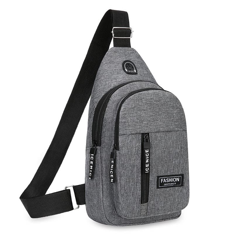 Unisex Crossbody Backpack with Headphone Jack for Hiking Travel Climbing, Gray V1188-MS-325-0840