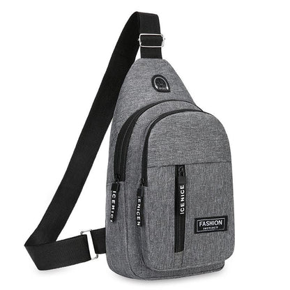 Unisex Crossbody Backpack with Headphone Jack for Hiking Travel Climbing, Gray V1188-MS-325-0840