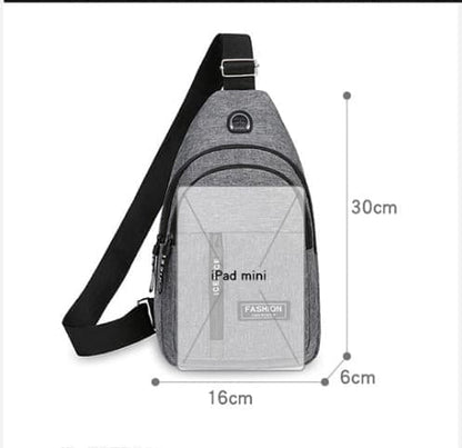 Unisex Crossbody Backpack with Headphone Jack for Hiking Travel Climbing, Gray V1188-MS-325-0840