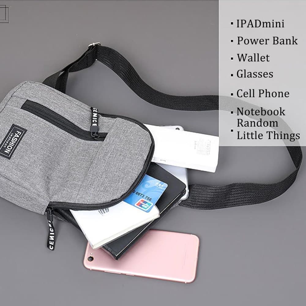 Unisex Crossbody Backpack with Headphone Jack for Hiking Travel Climbing, Gray V1188-MS-325-0840