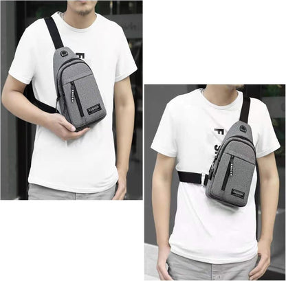 Unisex Crossbody Backpack with Headphone Jack for Hiking Travel Climbing, Gray V1188-MS-325-0840