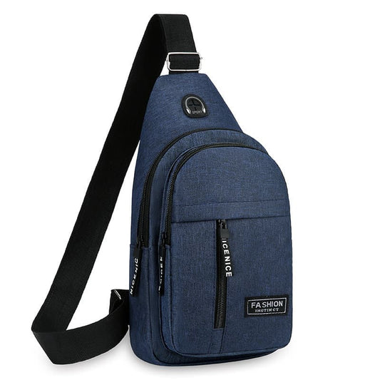 Unisex Blue Crossbody Shoulder Chest Backpack with Headphone Jack for Hiking Travel Climbing V1188-MS-325-0841